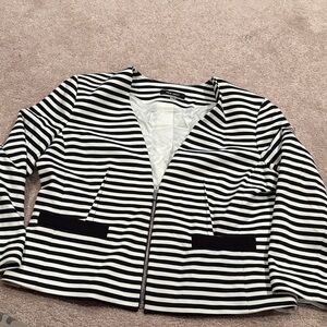 NineWest Black and White Striped Blazer